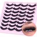 Russian Strip Lashes Natural Look False Eyelashes Fuzzy D Curly Strip Eyelashes Wispy Thick Volume Fake Eye Lashes Cat Eye 16 Pairs ALICROWN