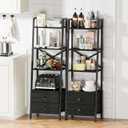 Furologee 4-Tier Ladder Shelf, Small Bookshelf with 2 Drawers, Vertical Bookcase Storage Rack Organizer, Display Bookshelves for Living Room, Bedroom, Bathroom, Home Office, Kitchen, Black Oak