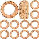 ALPHA Living HOME Boho Chic Dining Décor Set of 12 - Handmade Napkin Rings Rustic Woven Rattan Napkin Holders for Dining Table, Weddings, Parties, Holiday Gatherings, and Everyday Use (Natural)