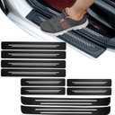 Door Sill Protector, Car Door Entry Guards, 10Pcs Car Door Protector, Carbon Fiber Leather Waterproof Scratch Protection Strips (for All car Models) Door sill Trim Entry Guard (Black)