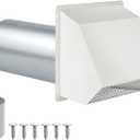 3 Inch Dryer Vent Cover Outside,Wall Vent Cover,Outdoor Dryer Exhaust Vent Cover for Dryer Duct Air Ventilation,Wall Mount Extractor Vent Cap with Screen and Damper,Galvanized Steel,White