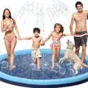 Kids Dog Splash Pad Sprinkler - Jasonwell Non Slip Dog Sprinkler Pad Splash Pool Puppy Dogs Pool Summer Outdoor Water Toys Backyard Durable Splash Pad for Toddlers Kids Small Medium Large Dogs Pet, Blue - 87"