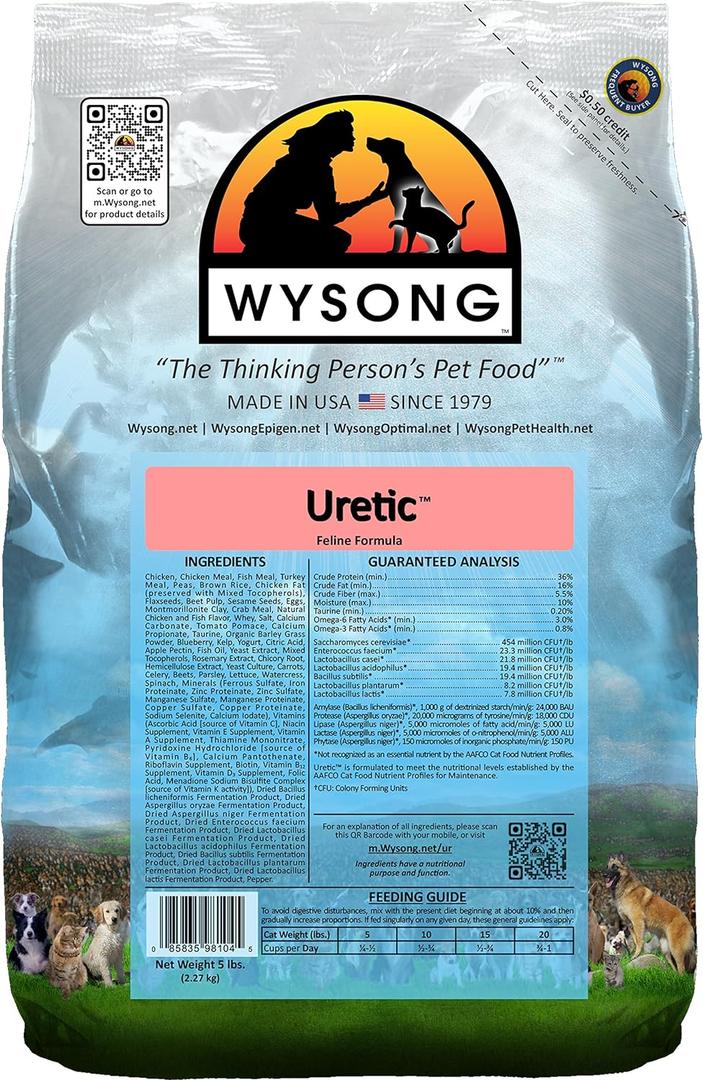 Wysong Uretic - Dry Natural Food for Cats, Chicken, 5 pounds (EXP 08/17/26)