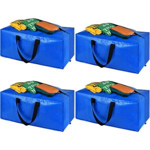 Heavy Duty Blue Moving Bags with Strong Zipper Handles Backpack Straps