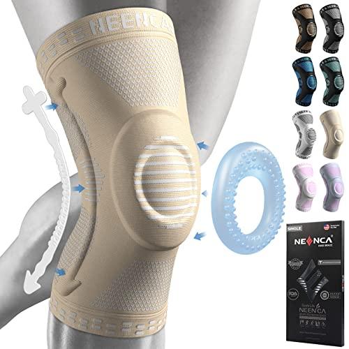 NEENCA Professional Knee Brace for Pain Relief, Medical Knee Support with Patella Pad & Side Stabilizers, Compression Knee Sleeve for Meniscus Tear, ACL, Joint Pain, Runner, Workout (Beige, Small)