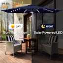 FLAME&SHADE 9 FT outdoor umbrella with 40LED lights, solar light patio umbrella with Centre Surround Light, Table Market Umbrella Outdoor Patiofor Deck, Pool, Backyard, Garden (Navy Blue)