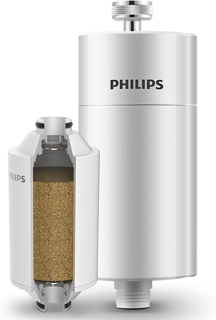 Philips AWP1775 - In-Line Shower Filter - Reduces Chlorine by up to 99 Percent I Easy to Instal I Fits all UK and Eire Shower hoses and taps I White