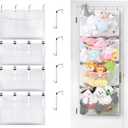 POVETIRE Stuffed Animal Storage, Large Felt Over Door Stuffed Animal Organizer for Holder Adjustable Hanging Stuff Animal Organizer Holder Ideas for Kids Wall Bedroom Room Decor (White)