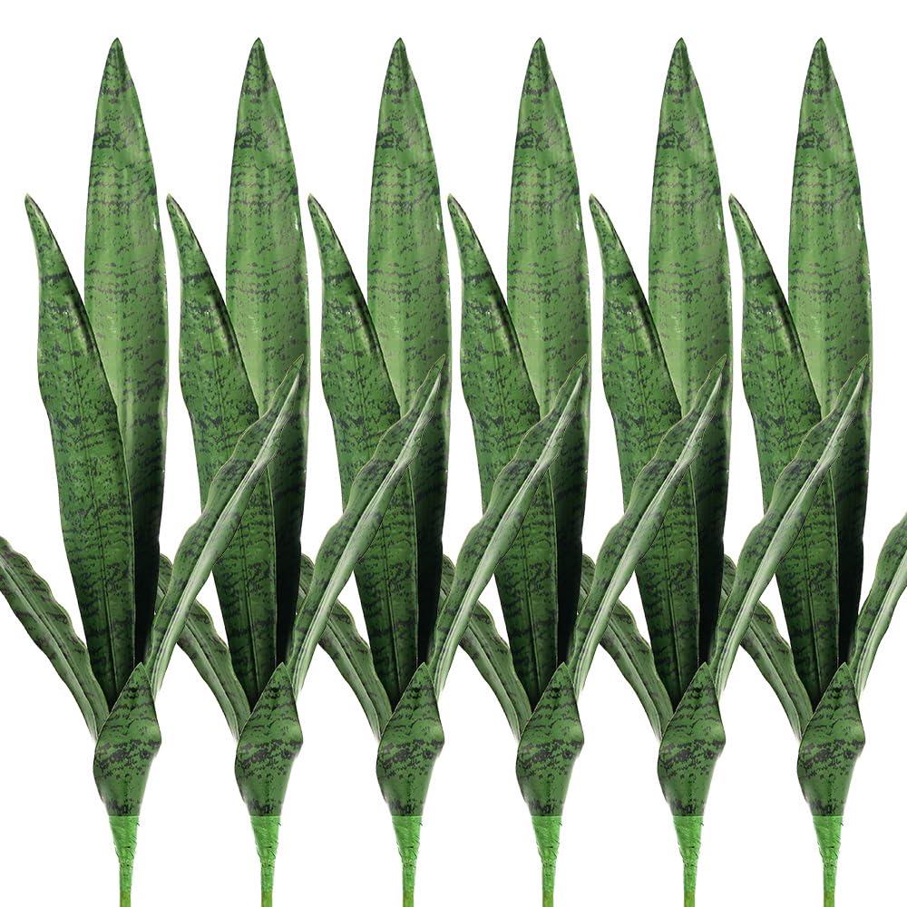 Melorca&Guilla Artificial Snake Plants 6PCS 30“ Tall Fake Snake Plant,Fake Agave Faux Snake Plants Sansevieria Artificial Greenery for Garden Shop Office Home Décor