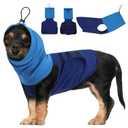 SAWMONG Dog Anxiety Vest, Breathable Calming Shirt Adjustable Chest & Hood for Dogs, Pet Stress Relief Calming Coat Wraps Ears for Noise, Thunderstorms, Fireworks and Separation Puppy(Blue, Small)