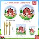 175 Pcs Farm Birthday Decorations Plates Set 25 Guests, Farm Animals Theme Baby Shower Watercolor Paper Plates Napkins Cups Cutlery Set Party Supplies
