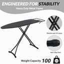 Ironing Board, Metal Mesh Panel Folding Iron Board with Retractable Iron Rest, Height Adjustable Iron Table with 4 Layered Cover & Pad, Heavy Duty & Large, 43"x13" Black