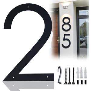 15 Inch Large house Numbers for Outside Modern,Extra Large Address Numbers for House Black Metal House Numbers Floating Modern Address Number 2