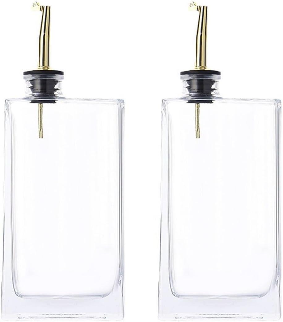WAFJAMF Cruet Oil and Vinegar Bottles Set with Wire Caddy, Oil Container Cruet Set, Two 6 Oz. Square Glass Bottles,