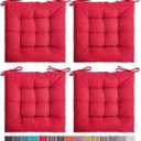 SQUARE MOON 4 Pack Chair Cushions, Seat Cushions, Chair Pads, Chair Mat for Indoor, Outdoor Dining Chair, Kitchen Chairs, Dining Room Chairs (16" 16" 4 Pack, Poinsettia)