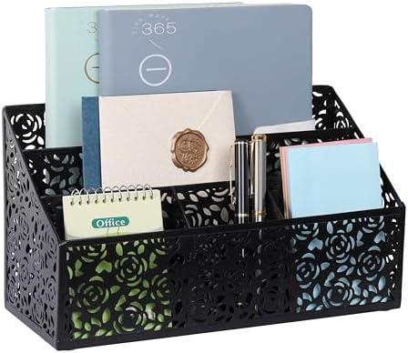 DINGTAI Mail Organizer Countertop, Modern Mail Holder Countertop, Desk Organizers and Accessories, Boho Desk Accessories, Bill Mail Papers Letters Organizer, Mail Sorters, Pencil holders(Black)