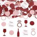 Wonmelody Bachelorette Table Decoration 200Pcs Vino Before Vows Confetti Bachelorette Party Decor Bottle Diamond Ring Confetti for Burgundy Engagement Bridal Shower Wedding