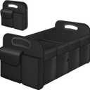 Trunk Organizer, Collapsible Waterproof car Trunk Organizer for SUVs & Sedans, Car Storage Organizers with Reinforced Handles, Car Accessories for Women and Men, 2 Compartments, 52L, Black