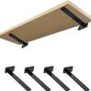 10 Inch Heavy Duty Shelf Brackets (4-Pack), Black Steel Floating Shelf Supports, Easy Installation Metal L Brackets for Wall Shelves, DIY Home & Office Organization (Black)