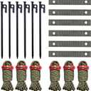 Tree Stake Kit, Heavy Duty Garden Stakes Kit Including 6 Pieces 11.8 Inches Steel Tree Stakes, 6 Pieces 15.8 Inches Tree Straps and 6 Rolls 13.1 Feet Ropes (6sets-Trees-Stake)
