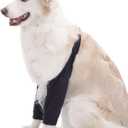 HDKUW Dog Elbow Protector, Dog Front Leg Recovery Sleeve for Prevent Licking Wound, Elbow Sleeves with Mesh Pad for Medium Large Dogs Black L