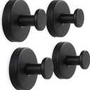 4 Pack Suction Cup Hooks for Shower, Exquisite Metal Shell & No Drill Towel Hooks for Bathroom Wall, Kitchen, Glass, Mirror, Tile to Hang Towels, Robes, Loofah - Matte Black