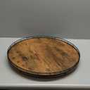 Farmhouse Oak 18" Lazy Susan Turntable Organizer for Cabinet, Round Wooden Lazy Susan Organization and Storage for Dining Table, Pantry, Kitchen, Countertop, Cupboard, Home Decor, Walnut Wood 