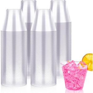 JOLLY CHEF 200 Pack 10 OZ Clear Disposable Plastic Cups,Heavy Duty Clear Plastic Cups Tumblers for Wedding,Thanksgiving, Christmas Halloween Party