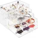 yarlung Acrylic Jewelry Storage Box Earring Holder with 5 Drawers, 61 Grids Jewelry Organizer Tray Clear Ring Display Case for Beads, Nail Tips, Women Girls Gift