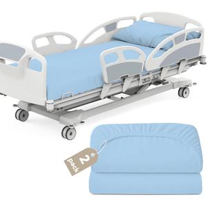 Hospital Bed Sheets 36" x 80" x 9", 2 Pack Hospital Fitted Sheet for Home Use & Hospital Care Beds, Shrinkage & Stain Resistant Twin XL Sheets Cover, Blue