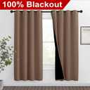 NICETOWN Living Room Completely Shaded Draperies, Privacy Protection & Noise Reducing Ring Top Drapes, Black Lined Insulated Window Treatment Curtain Panels(Cappuccino, 2 Pieces, W46 x L72)