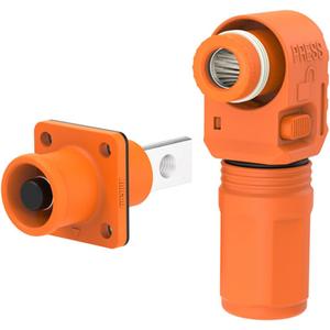 1 Set Battery Energy Storage Connector, 200A 50mm High Current Connectors Quick Plug Terminal Orange Right Angle Plug and Socket IP67 Waterproof Power Adapter (200A, Orange)