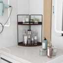 Dorhors 2-Tier Bathroom Counter Organizer,Vanity Counter Corner Shelf, Skincare, Wood Countertop Bathroom Storage and Organization for Kitchen (Walnut)