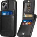iPhone 14 Wallet Case with Credit Card Holder for Women Men PU Leather Wallet Case for iPhone 14 Case 6.1 inch (Black)