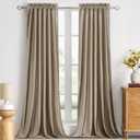 PRIMROSE Taupe Velvet Blackout Curtains 84 Inches Long,Luxury Living Room Thermal Insulated Window Curtain Drapes,Elegant Decorative Rod Pocket Bedroom Curtains Set of 2