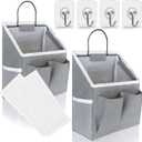 2 Pcs Small Wall Hanging Baskets for Organizing, Wall Hanging Storage Bag as Over the Door Organizer, Wall File Organizer, Rv Storage and Organization. For Bedroom, Office, Camper (Gray)
