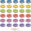 30 Pcs Elegant Hand Painted Diwali Clay Diya with Cotton Wicks Deepavali Tea Light Holder Oil Lamp Indian Festive Home Decoration Traditional Temple Pooja Laxmi Puja Diyas Christmas Gift