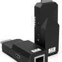 HDMI Extender Over Cat5e/6/7, HDMI Adapter, No Delay, Plug & Play, 1080P Full HD Transmit Up to 394 Ft, HDCP1.2