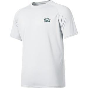 Willit Men's Rashguard Swim Shirt Short Sleeve UPF 50+ Sun Protection Shirt SPF Quick Dry Water Shirt (Medium, White)