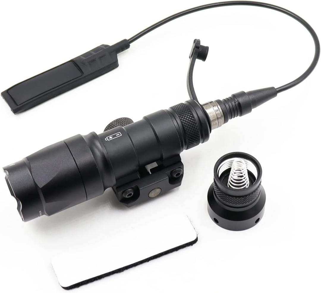 Tactical Picatinny Flashlight M300A Mini Light LED Whitelight with Strobe Weapon Light with Pressure Switch Tactical Flashlight 400 Lumens, Black