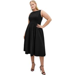 City Chic Women's Plus Size Dress - Mary Skater Midi, 18 Plus Black