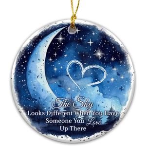 2 x Memorial Ornament 2025  The Sky Looks Different When You Have Someone You Love Up There  Bereavement Sympathy Keepsake Ornament for Loss of Loved One, Remembrance Gift for Family & Friends