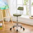 FIRAVOE Height Adjustable Stool 19.5"-26.6", Rolling Chair with Back and Footrest, Green Esthetician Stool Ergonomic (Green)