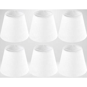 GO&SO Linen Small Lamp Shades for Chandelier, Clip on Lamp Shade Set of 6 White Lamp Shade, 4x6x5 IN Mini Lamp Shades, Modern Barrel Lamps Shades for Small Table Lamps, Desk Lamps, Pendant Lights