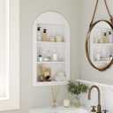 14'' x 24'' Arched Recessed Medicine Cabinet, Solid Wood Niche, White