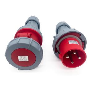 1Set 63A 4Pin Male+Female Connector(Compatible with 60amp),Industrial Waterproof Receptacle, IP67 Aviation 3Phase Plug&Socket,for High-Power Equipment,IEC60309 3P+E 6H