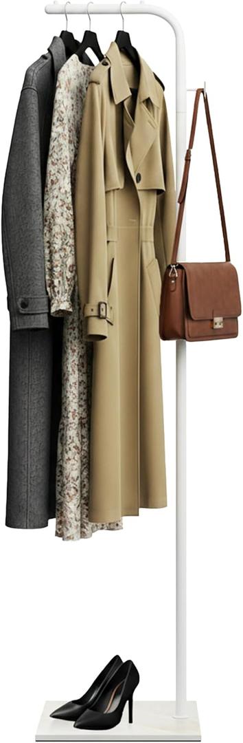 72H Metal Coat Rack with Marble Base, Freestanding Clothing Display Stand for Coats, Bags, Shoes and Scarves, Stable L Shaped Coat Stand for Bedroom, Entryway & Retail Store