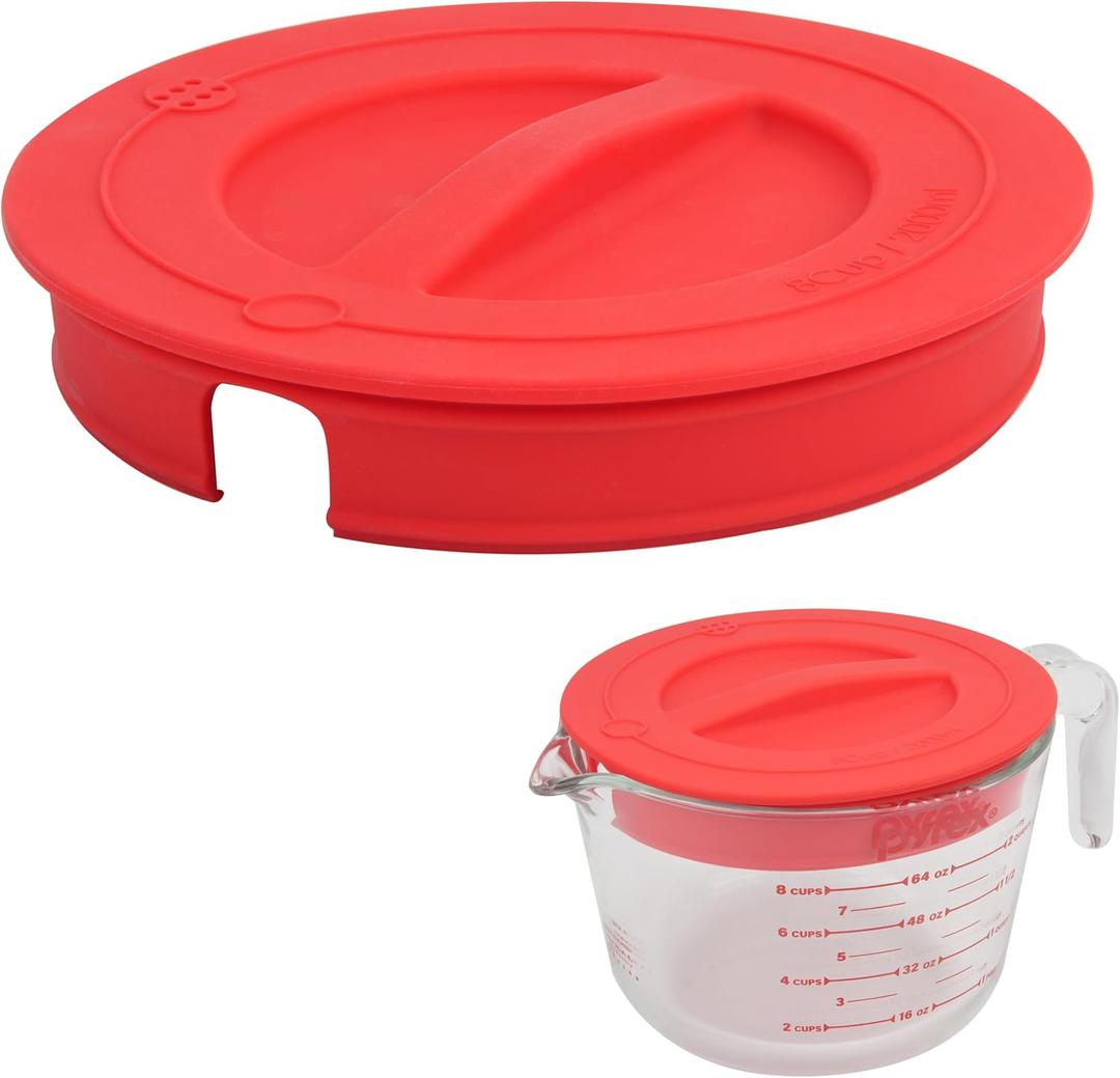 1 Pack Silicone Replacement Lids, Only Fit For Pyrex 8-Cup Tempered Glass Liquid Measuring Cups, Reusable & Food-Grade Silicone, Dishwasher & Microwave Safe (Cups not Included)