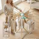 SONGMICS Clothes Drying Rack Foldable, Rotary Tripod Laundry Drying Rack, Rotatable Portable Floor Standing Clothes Airer, Laundry Room Balcony, 16 Pull-Out Wood Arms, Natural Color ULLR530YW01, 16 Poles