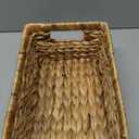 Wicker Basket, Water Hyacinth Baskets for Organizing, Rectangular Wicker Storage Basket for Shelves, Decorative Storage Bin with Built-in Handles (Medium)